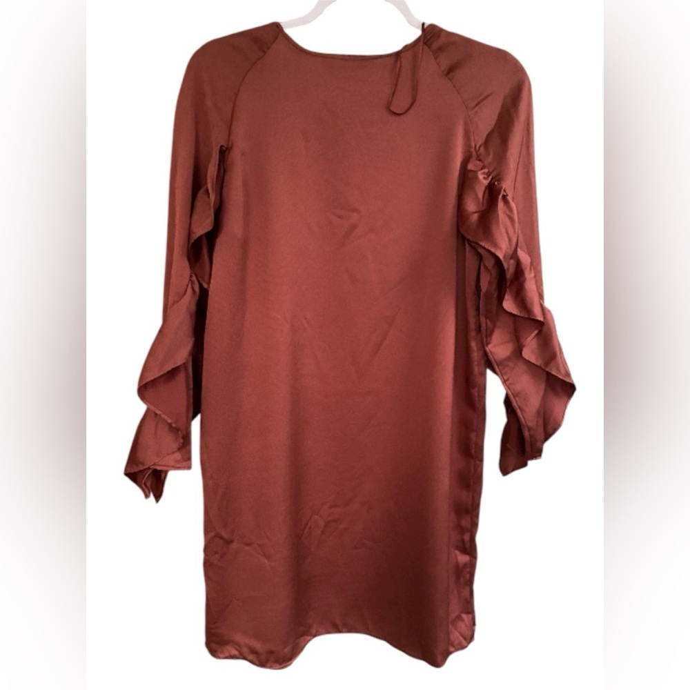 Zara Rust Ruffle Sleeve Blouse - Picture 2 of 8